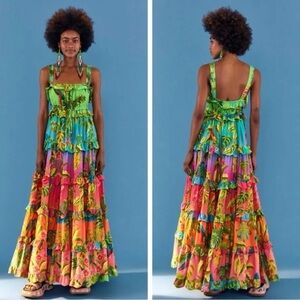 Colorful Tiered Floral Maxi Dress